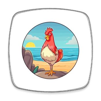 Chicken Watercolor Cartoon Kawaii Clipart Animal - Square fridge magnet - white - Front