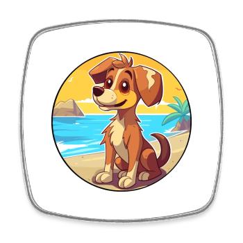 Chien aquarelle dessin animé Kawaii Clipart Animal - Magnet carré - blanc - Devant