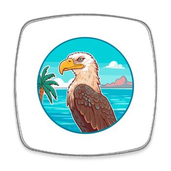 Eagle Watercolor Cartoon Kawaii Clipart Animal - Square fridge magnet - white - Front