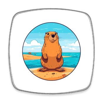 Und täglich grüßt das Murmeltier Aquarell Karikatur Kawaii Clipart Tier - Viereckiger Kühlschrankmagnet - Weiß - Vorne