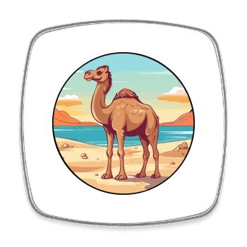 Camel Watercolor Cartoon Kawaii Clipart Animal - Square fridge magnet - white - Front