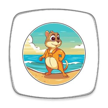 Tamia aquarelle dessin animé Kawaii Clipart Animal - Magnet carré - blanc - Devant