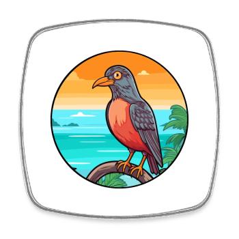 Cuckoo Watercolor Cartoon Kawaii Clipart Animal - Square fridge magnet - white - Front