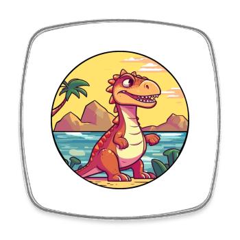 Dinosaure aquarelle dessin animé Kawaii Clipart Animal - Magnet carré - blanc - Devant