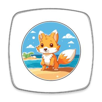 Fuchs Aquarell Cartoon Kawaii Clipart Tier - Viereckiger Kühlschrankmagnet - Weiß - Vorne