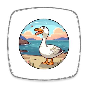 Goose Watercolor Cartoon Kawaii Clipart Animal - Square fridge magnet - white - Front