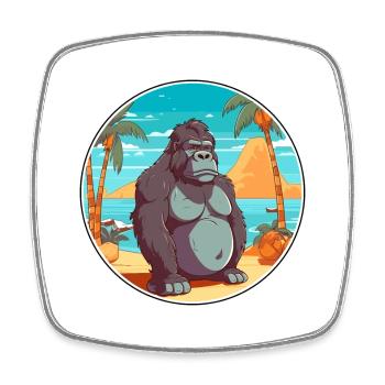 Gorilla Aquarell Cartoon Kawaii Clipart Tier - Viereckiger Kühlschrankmagnet - Weiß - Vorne