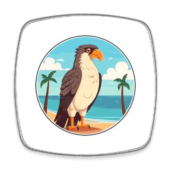 Faucon aquarelle dessin animé Kawaii Clipart Animal - Magnet carré - blanc - Devant