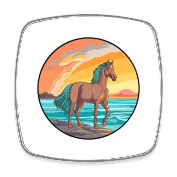 Pferd Aquarell Karikatur Kawaii Clipart Tier - Viereckiger Kühlschrankmagnet - Weiß - Vorne