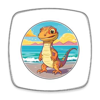 Lizard Watercolor Cartoon Kawaii Clipart Animal - Square fridge magnet - white - Front