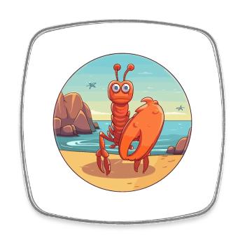 Homard aquarelle dessin animé Kawaii Clipart Animal - Magnet carré - blanc - Devant