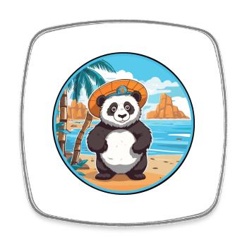 Panda Watercolor Cartoon Kawaii Clipart Animal - Square fridge magnet - white - Front