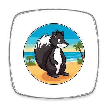 Skunk aquarelle dessin animé Kawaii Clipart Animal - Magnet carré - blanc - Devant