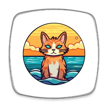 Katze Aquarell Karikatur Kawaii Clipart Tier - Viereckiger Kühlschrankmagnet - Weiß - Vorne