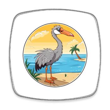 Grue Aquarelle Cartoon Kawaii Clipart Animal - Magnet carré - blanc - Devant