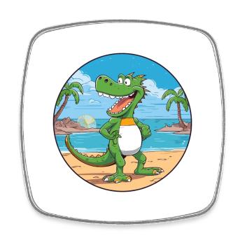 Crocodile Watercolor Cartoon Kawaii Clipart Animal - Square fridge magnet - white - Front