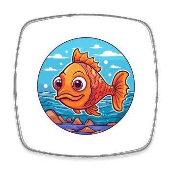 Fish Watercolor Cartoon Kawaii Clipart Animal - Square fridge magnet - white - Front