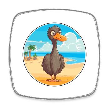 Emu Watercolor Cartoon Kawaii Clipart Animal - Square fridge magnet - white - Front