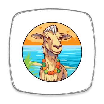 Chèvre aquarelle dessin animé Kawaii Clipart Animal - Magnet carré - blanc - Devant