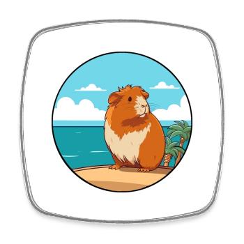 Guinea Pig Watercolor Cartoon Kawaii Clipart Pet - Square fridge magnet - white - Front
