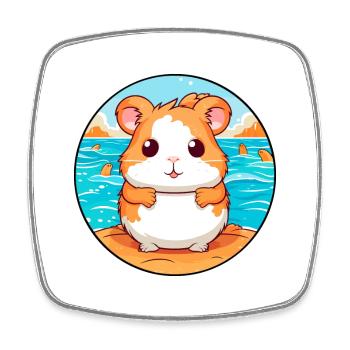 Hamster Watercolor Cartoon Kawaii Clipart Animal - Square fridge magnet - white - Front