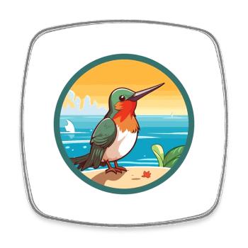 Colibri aquarelle dessin animé Kawaii Clipart animal de compagnie - Magnet carré - blanc - Devant