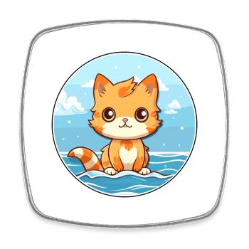 Kitten Watercolor Cartoon Kawaii Clipart Animal - Square fridge magnet - white - Front