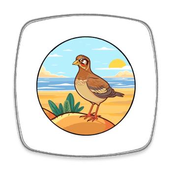 Perdrix aquarelle dessin animé Kawaii Clipart Animal - Magnet carré - blanc - Devant