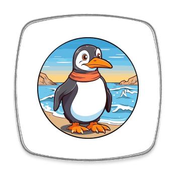 Pingouin aquarelle dessin animé Kawaii Clipart Animal - Magnet carré - blanc - Devant