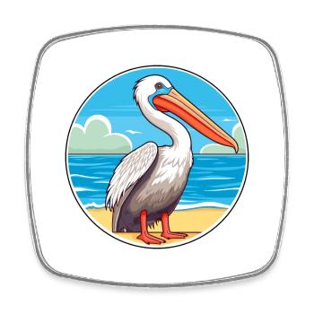 Pelikan Aquarell Cartoon Kawaii Clipart Tier - Viereckiger Kühlschrankmagnet - Weiß - Vorne