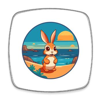 Rabbit Watercolor Cartoon Kawaii Clipart Animal - Square fridge magnet - white - Front