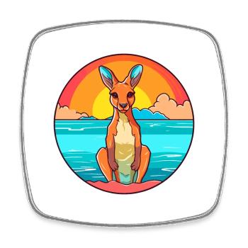 Kangourou aquarelle dessin animé Kawaii Clipart Animal - Magnet carré - blanc - Devant