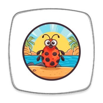 Ladybug Watercolor Cartoon Kawaii Clipart Animal - Square fridge magnet - white - Front