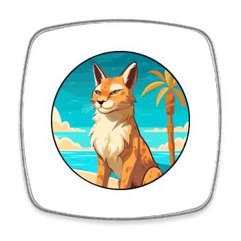 Luchs Aquarell Cartoon Kawaii Clipart Tier - Viereckiger Kühlschrankmagnet - Weiß - Vorne