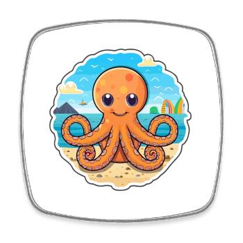 Oktopus Aquarell Cartoon Kawaii Clipart Tier - Viereckiger Kühlschrankmagnet - Weiß - Vorne