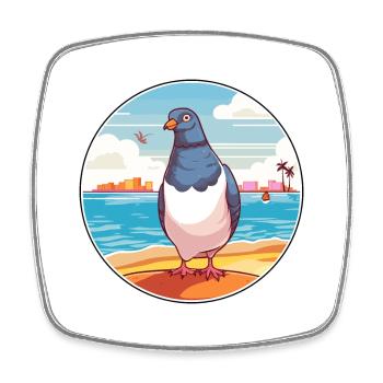 Taube Aquarell Cartoon Kawaii Clipart Tier - Viereckiger Kühlschrankmagnet - Weiß - Vorne