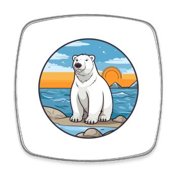 Ours polaire aquarelle dessin animé Kawaii Clipart animal de compagnie - Magnet carré - blanc - Devant