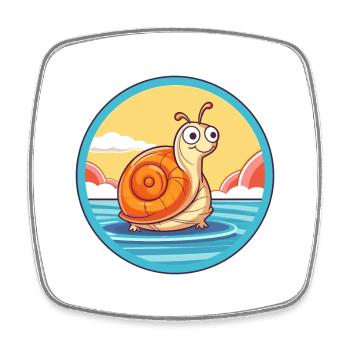 Schnecke Aquarell Cartoon Kawaii Clipart Tier - Viereckiger Kühlschrankmagnet - Weiß - Vorne