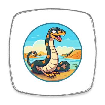 Snake Watercolor Cartoon Kawaii Clipart Animal - Square fridge magnet - white - Front