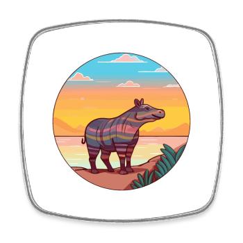 Tapir Aquarell Cartoon Kawaii Clipart Tier - Viereckiger Kühlschrankmagnet - Weiß - Vorne