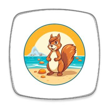 écureuil aquarelle dessin animé Kawaii Clipart Animal - Magnet carré - blanc - Devant