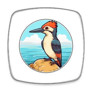 Pic aquarelle dessin animé Kawaii Clipart animal de compagnie - Magnet carré - blanc - Devant