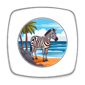 Zebra Watercolor Cartoon Kawaii Clipart Animal - Square fridge magnet - white - Front