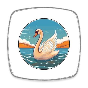 Schwan Aquarell Cartoon Kawaii Clipart Tier - Viereckiger Kühlschrankmagnet - Weiß - Vorne