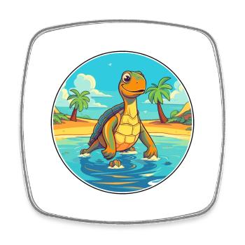 Turtle Watercolor Cartoon Kawaii Clipart Animal - Square fridge magnet - white - Front