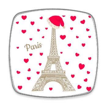 Eiffelturm Paris in der Weihnachtszeit, Liebe Herz - Viereckiger Kühlschrankmagnet - Weiß - Vorne