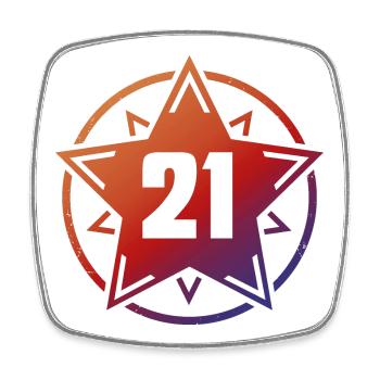 Superstar 21 - Viereckiger Kühlschrankmagnet - Weiß - Vorne