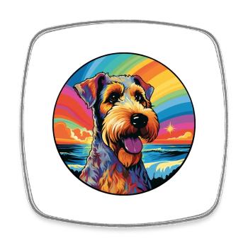 Airedale Terrier Hunderasse Bunte Karikatur Wasserc - Viereckiger Kühlschrankmagnet - Weiß - Vorne
