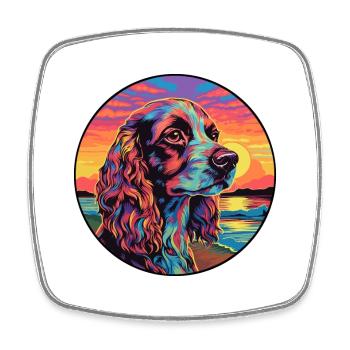 Alpine Spaniel Dog Breed Colorful Cartoon Watercol - Square fridge magnet - white - Front
