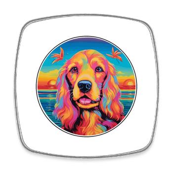 American Cocker Spaniel Chien Race Coloré Dessin Animé - Magnet carré - blanc - Devant